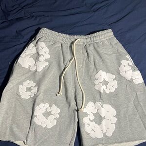 1:1 grey denim tears short